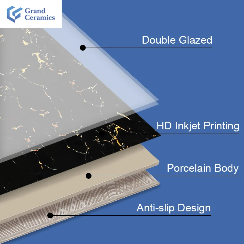 
Glossy Dark marble look 1200x600 mm polished glazed porcelain floor tiles 