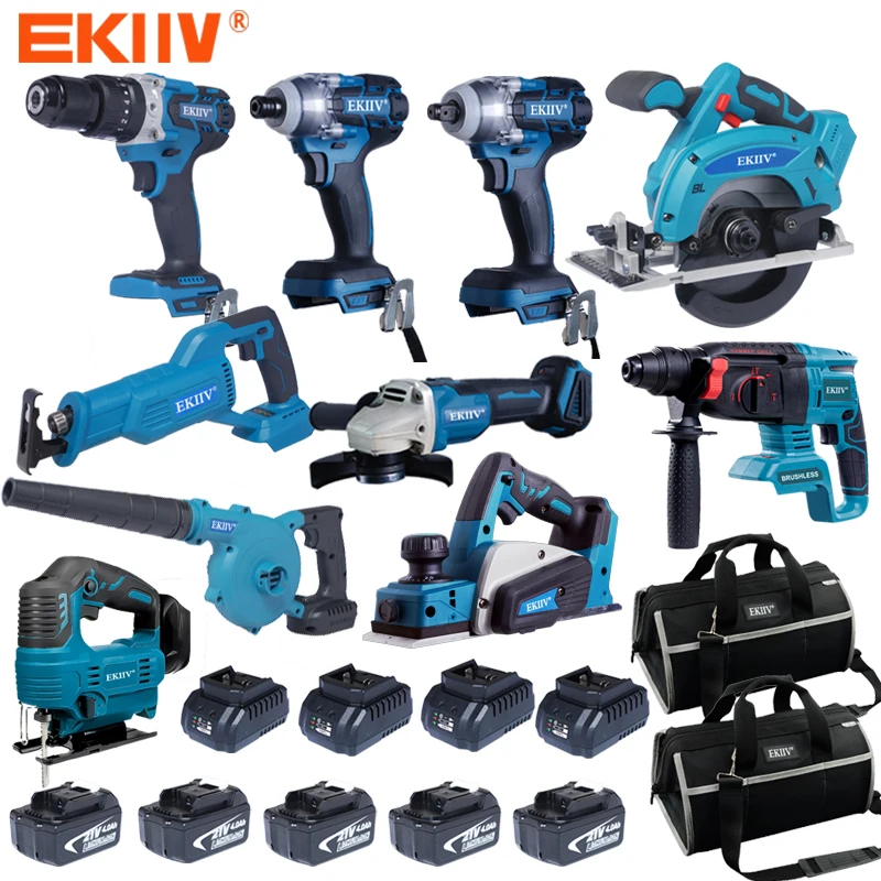 EKIIV 21V multifunctional rechargeable lithium battery professional home repair tool set 18 PCS popular in Europe and America