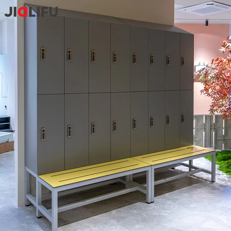 Locker Room Waterproof Phenolic Board Gym Lockers With Bench