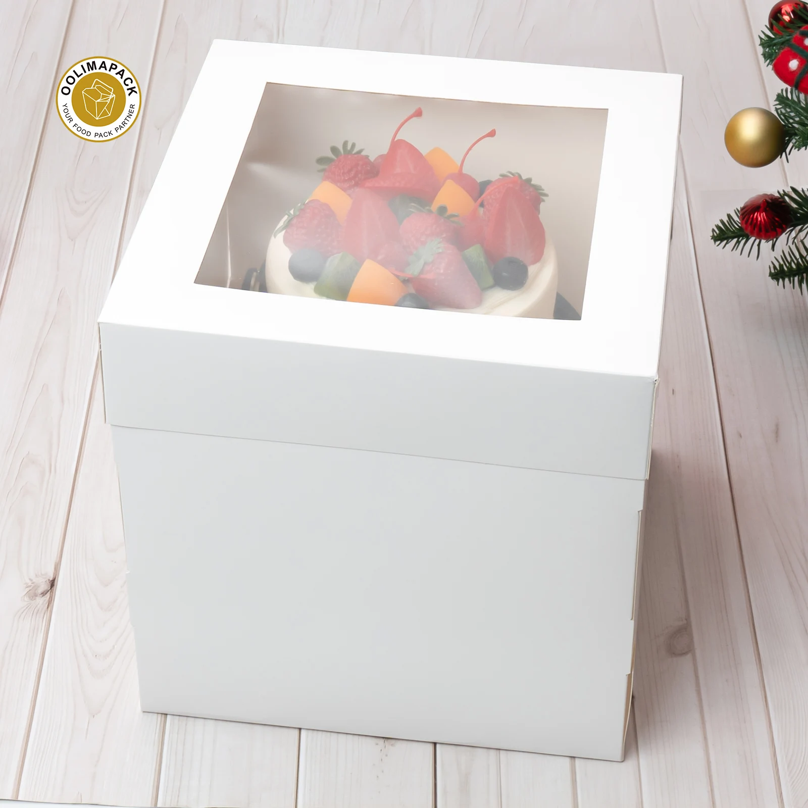OOLIMA Custom Printed Logo Cup Cake Box Disposable Dessert Shop Cup Cake Box 12 Pack