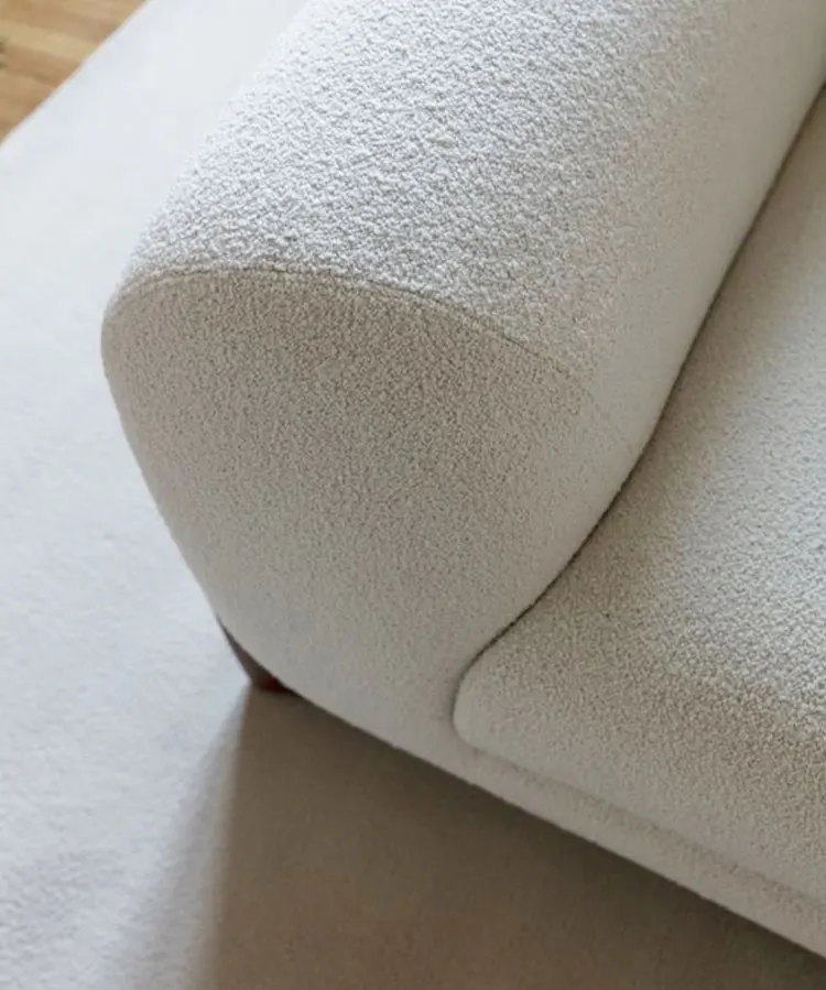 Soft Round Modern Couch Simple Sofa Minimalist Cashmere White Sofa with European Ash Foot