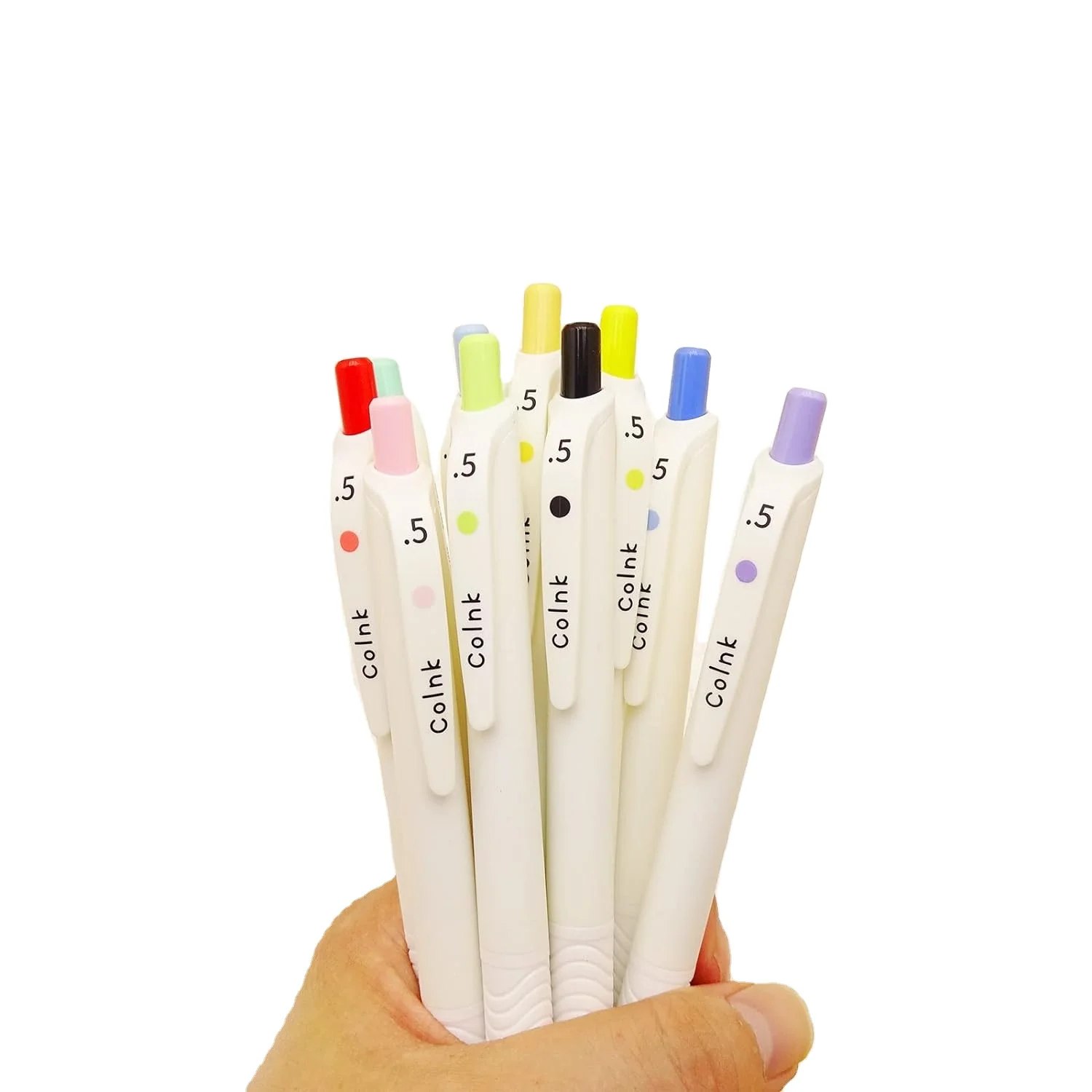 COLNK Color Gel Pens Fine Point 0.5mm Retractable White Writing Pens Assorted Colors Ink Pens  for Jouranling Planners