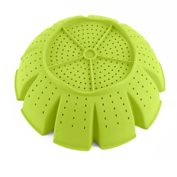 Multifunctional cooking tool Heat resistant silicone steamer basket with handle for Steaming Vegetables, Fish and more