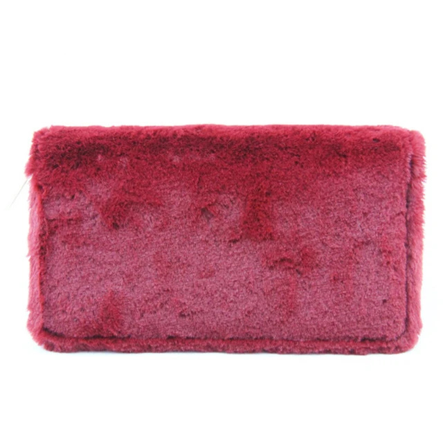 promotional funky girls gold zip long slim passport card  purse fluffy furry wallet