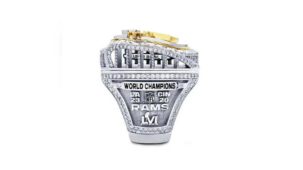 The  Newest 2022 Los Angels Rams Official Championship Rings with opened ring top and  custom sports rings for men