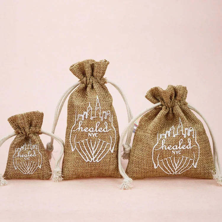 Натуральная сумка для ухода за кожей, джутовые косметички на шнурке