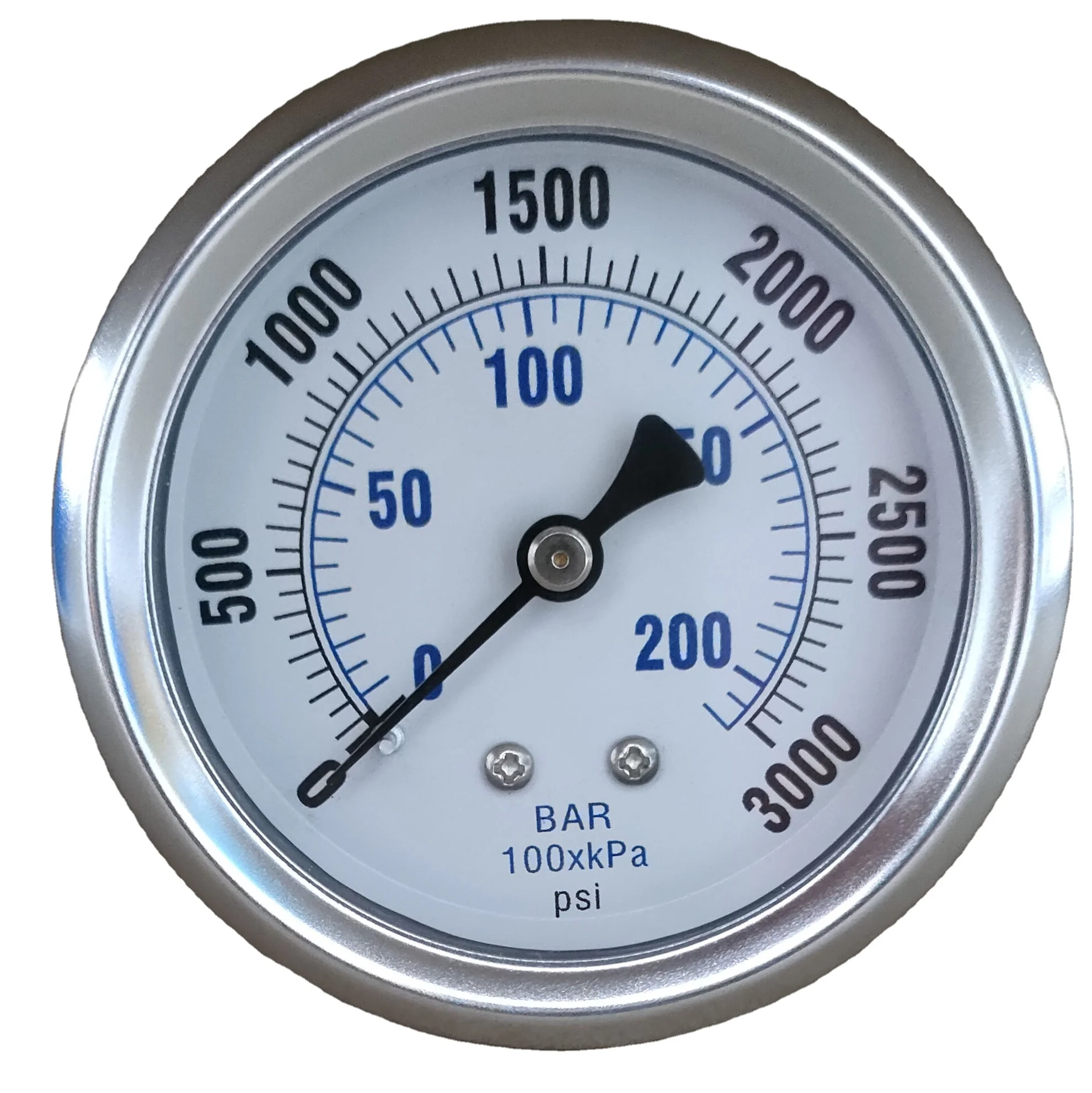 Hot Sale 2.5 INCH L-A 0-3000psikPabar,14NPTL-AD type (center back mount) Liquid filled White dial oil pressure gauge