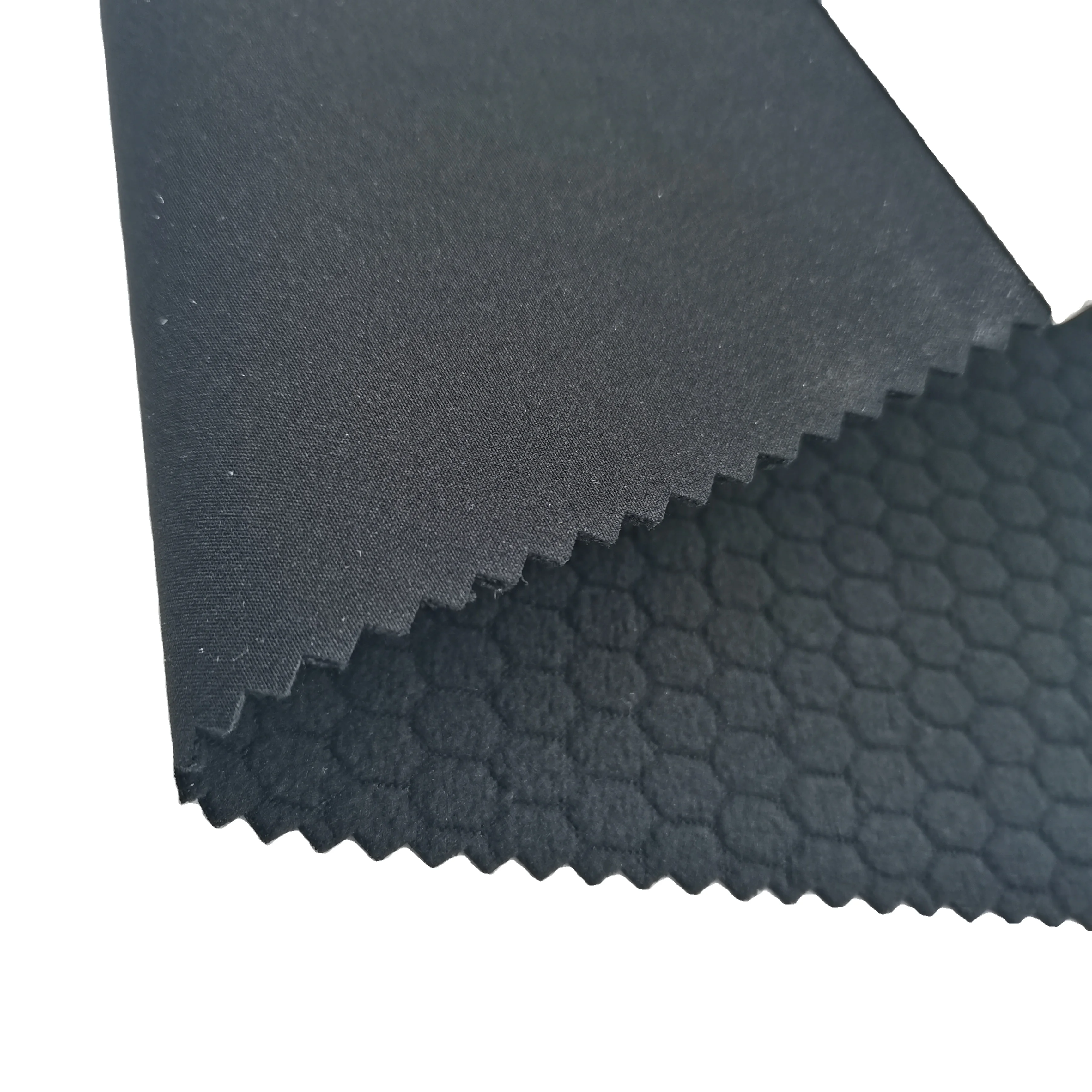 
100% Polyester Mechanical Stretch with 100%polyester Honeycomb Fleece with Breathable TPU fabric 