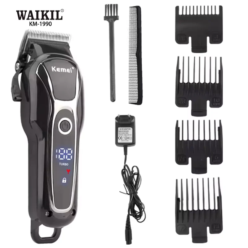 WAIKIL KM-1990 высокого качества профессиональные электрические машинки для стрижки волос салона Baber триммер из нержавеющей стали 5 Вт 40 шт.