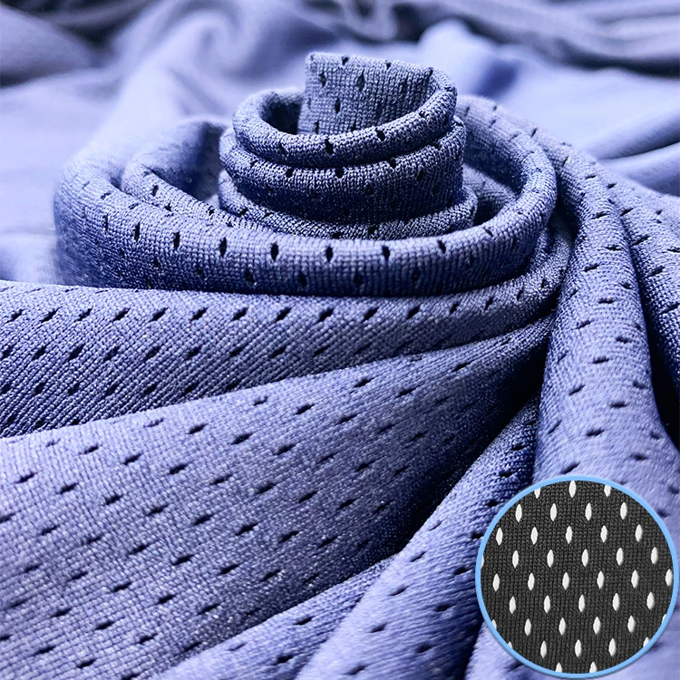 Soft Moisture Wicking Knitted Recycle Polyester Bird Eye Mesh Fabric For Sport Garment