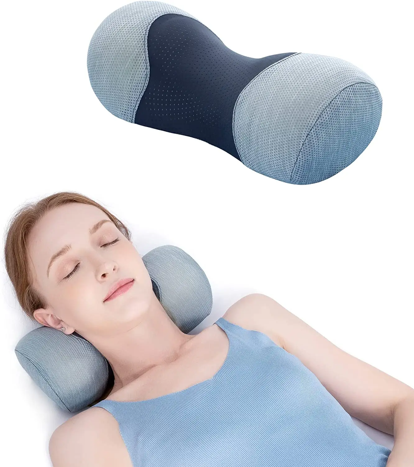 Neck Support Pillow Cervical Roll Memory Foam Traction Device Neck Stretcher for Tension Muscle Relief Therapy Neck