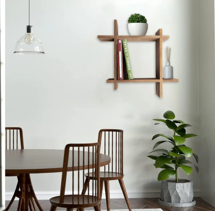 kitchen organizer storage wall-mount spice racks wall mount bookshelf wood display shelves with Compartments