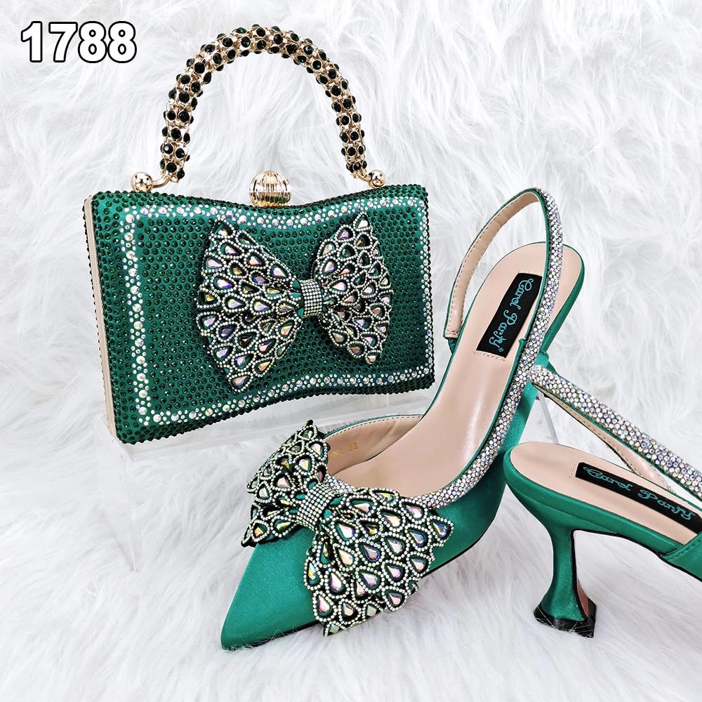 High quality designer women high heel shoes and bag set for african party