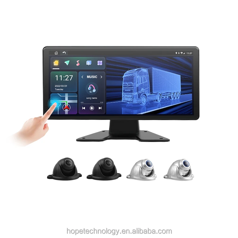 10.36 inches IPS Touch Screen Monitor 4 Channel  AHD 1080P Truck Bus 4G GPS AI DVR