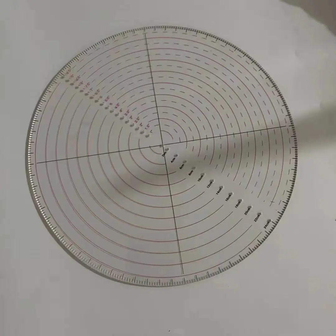 
10 inch disc with center transparent acrylic sewing ruler drawing round wood sewing ruler 