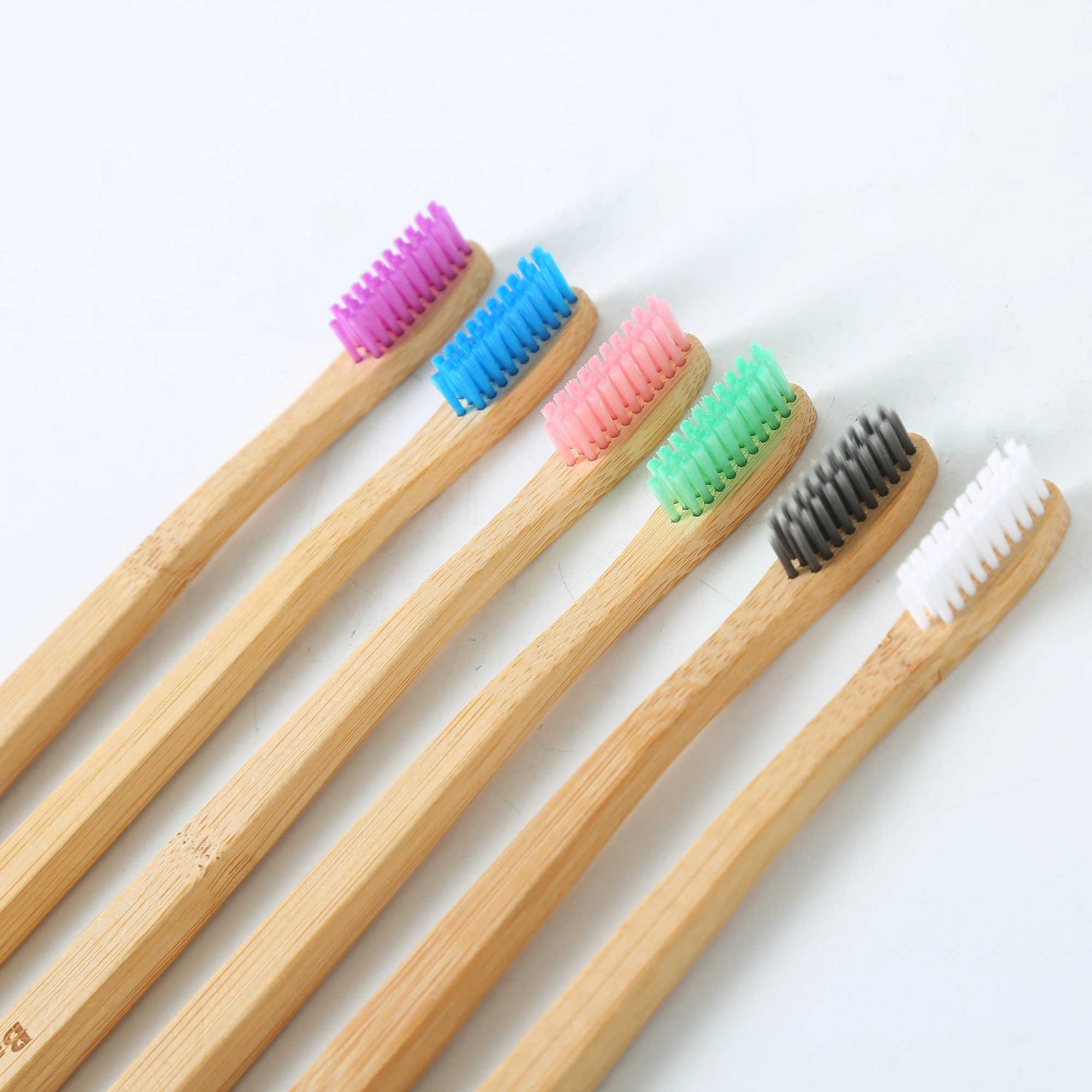 Custom Logo Eco-friendly Bamboo Toothbrush for Adult Reusable Portable Adult Wooden Soft Tooth Brush For Home Travel Hotel