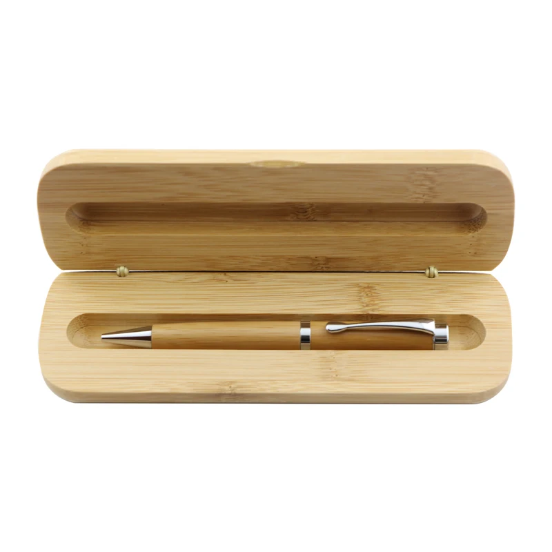 Recyclable Wooden Pen Case with Twist Handmade Original Bamboo Rosewood Wood Ballpoint Silver