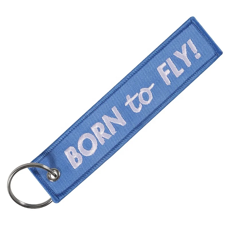 REMOVE BEFORE FLIGHT Embroidered keychain BORN TO FLY Key Tag Aviation Gift  keychains in Blue Color for Pilot Store