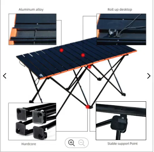 TWROAD Camping Table and Chair Aluminum Foldable Portable Picnic Outdoor Egg Roll Dining Table High Bearing Table and Chair