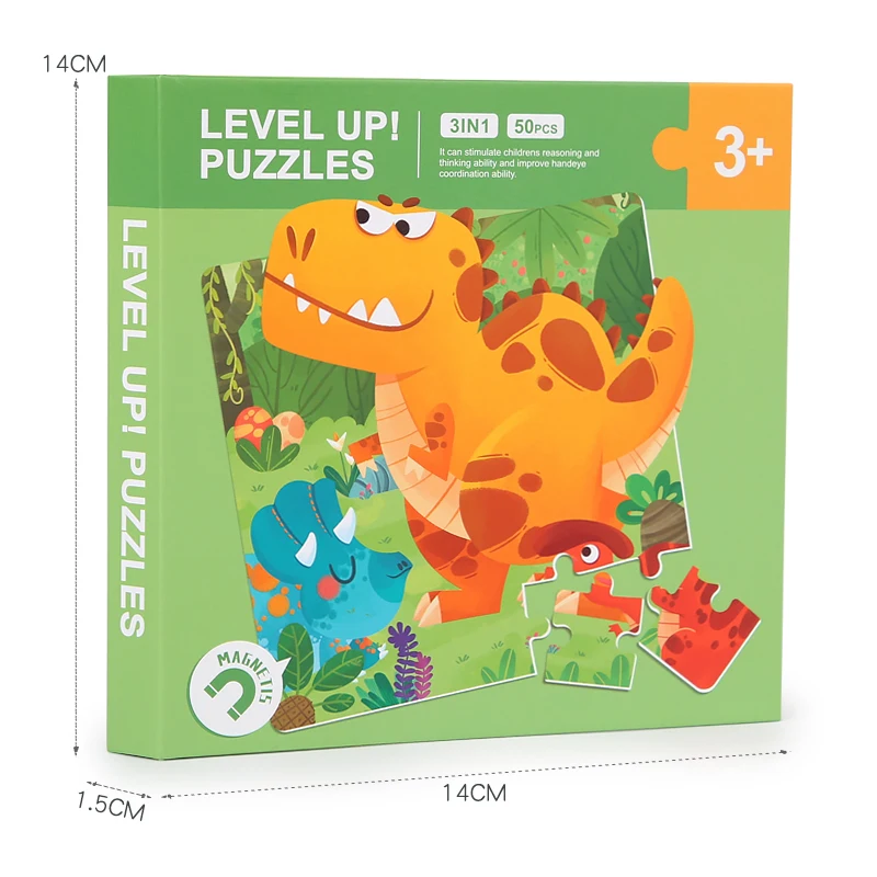 3 IN 1 Kids Funny 3D Paper Puzzle Early Educational Toys  Cardboard Baby Intelligence Magnetic Wooden Puzzle Book For Children