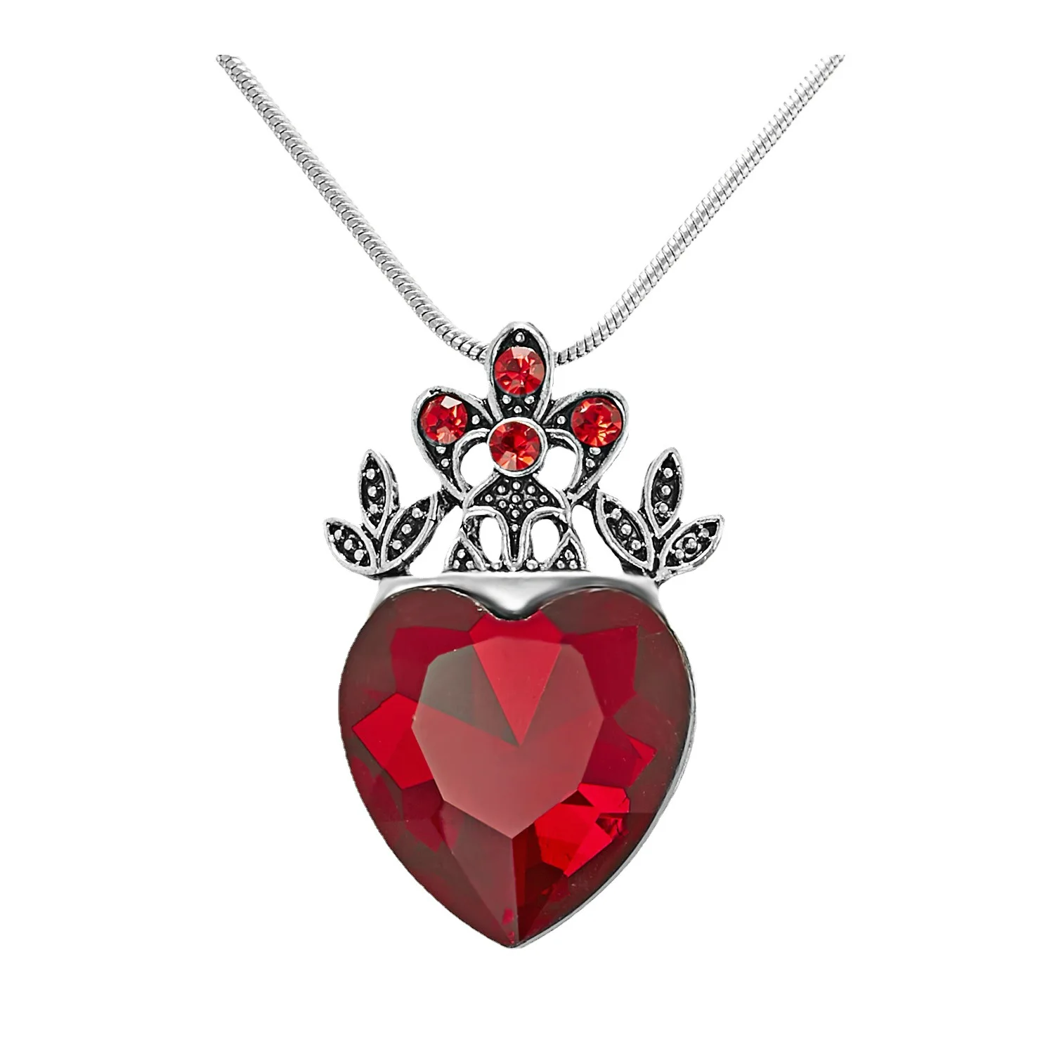 2024 Ins Style Simple Pendant Necklace Jewelry Peach Heart Crown Necklace Ladies Heart Shaped Diamond Necklace