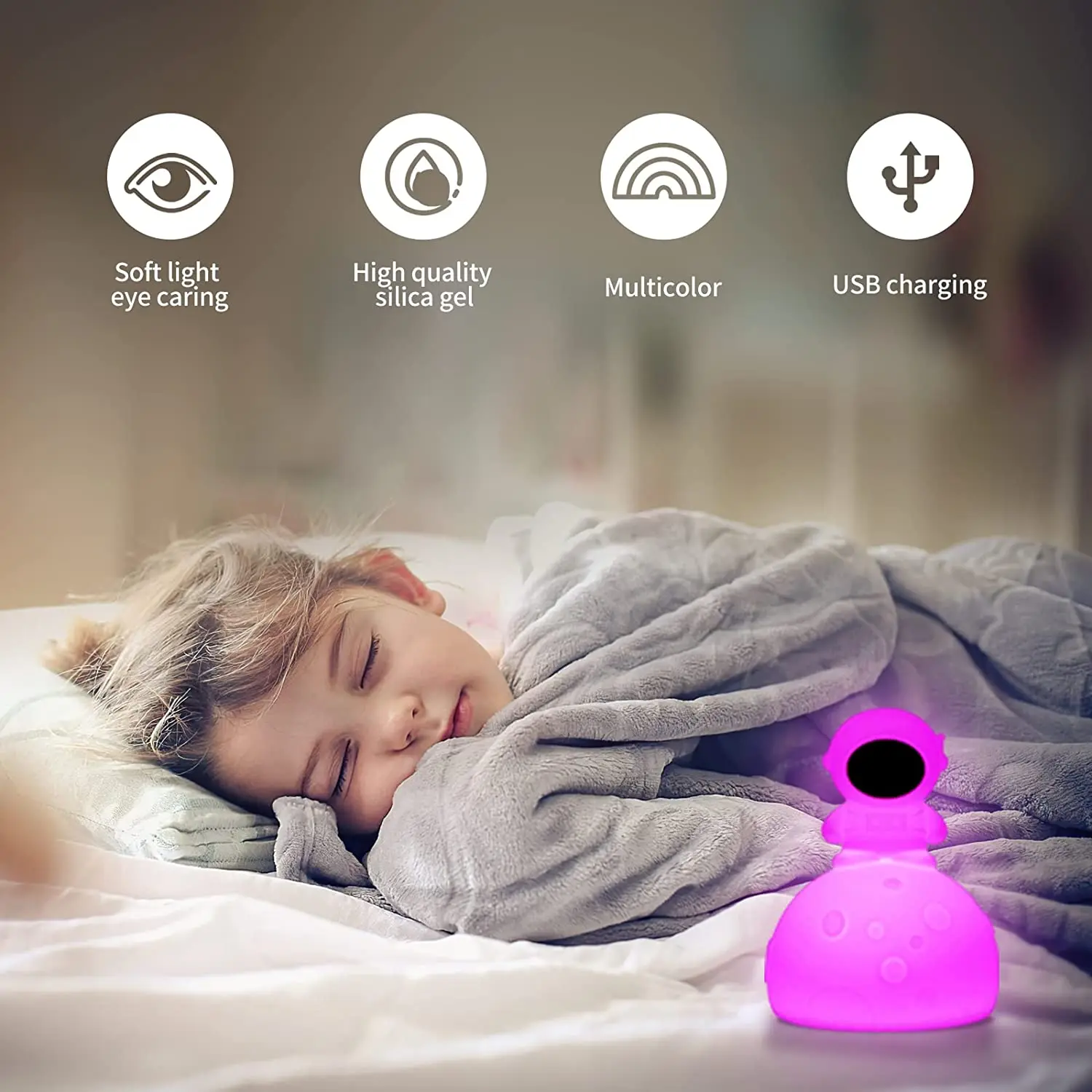 Wholesale Room Decor Night Light Sleeping Relaxation Sleep Aid Bunny Lamp Light Up Silicone Animal Night Light for Baby