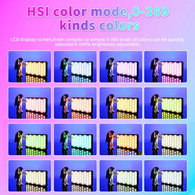Full Color LED Camera Light CRI95+ Rechargeable RGB Photography Light TikTok Vlog Spotlight Portable Led Camera Video Light