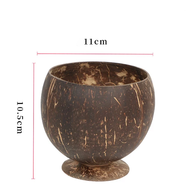 Wholesale custom 100% Natural Eco-friendly Salad Ice Cream small coconut shell bowl with stand  coconut drink cup