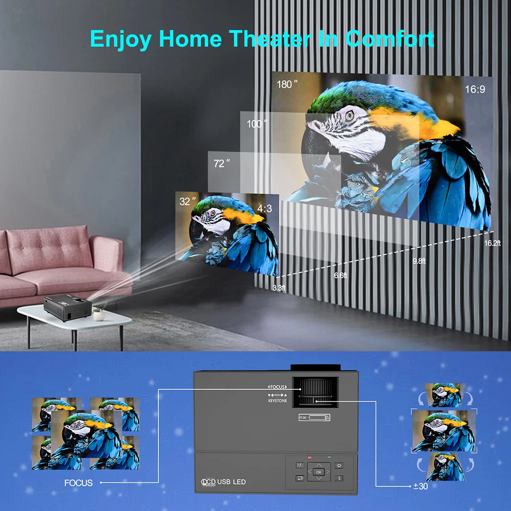 2023 New trendy 4K Mini Portable Home Theater Projector LED Beamer TV Video Lcd Projector