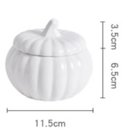 400ml wholesale microwave oven and dishwasher safe white pumpkin ceramic soup bowl with lid