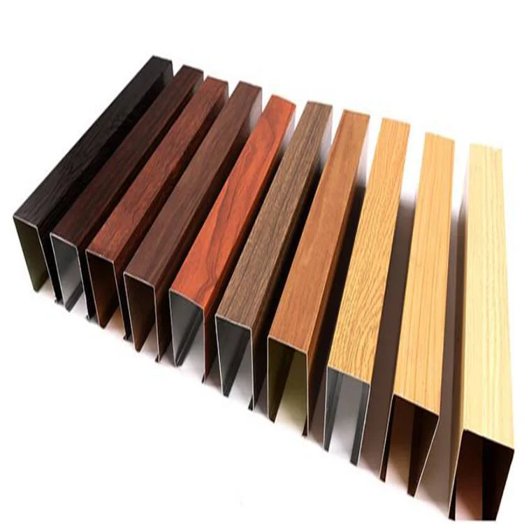 Aluminum Metal Wood Grain Strip Baffle Ceiling