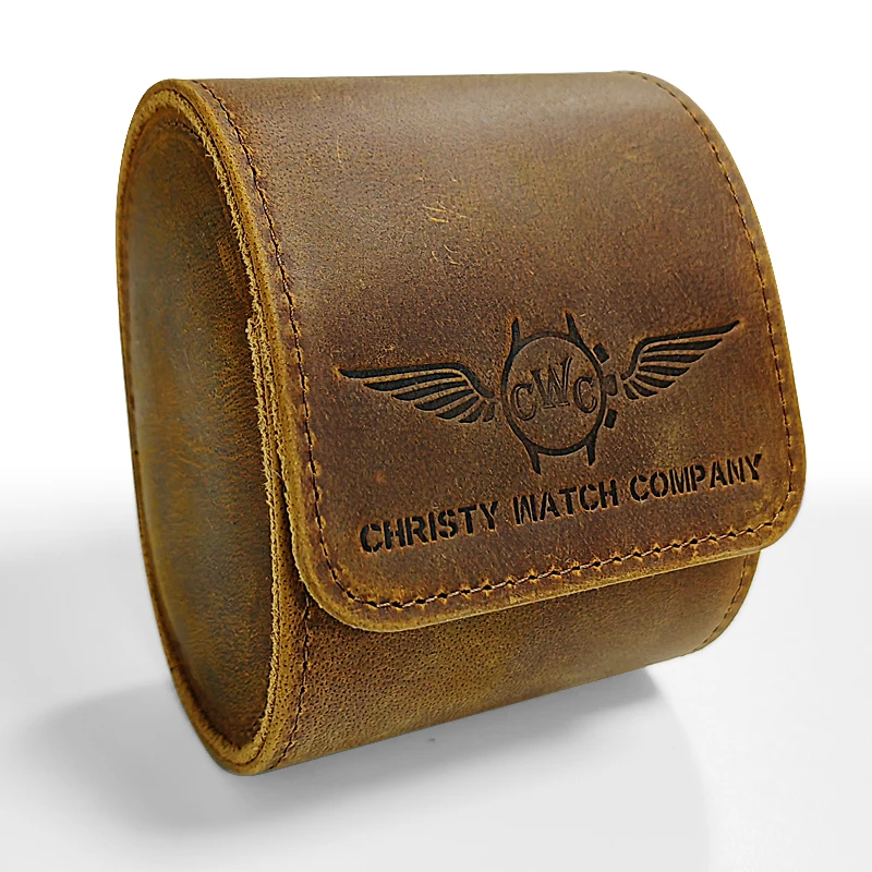 Custom 1 Slot Watch Display travel Case Gift Box Storage Organizer Portable Genuine Leather Watch Roll Pouch Holder Watch Bag