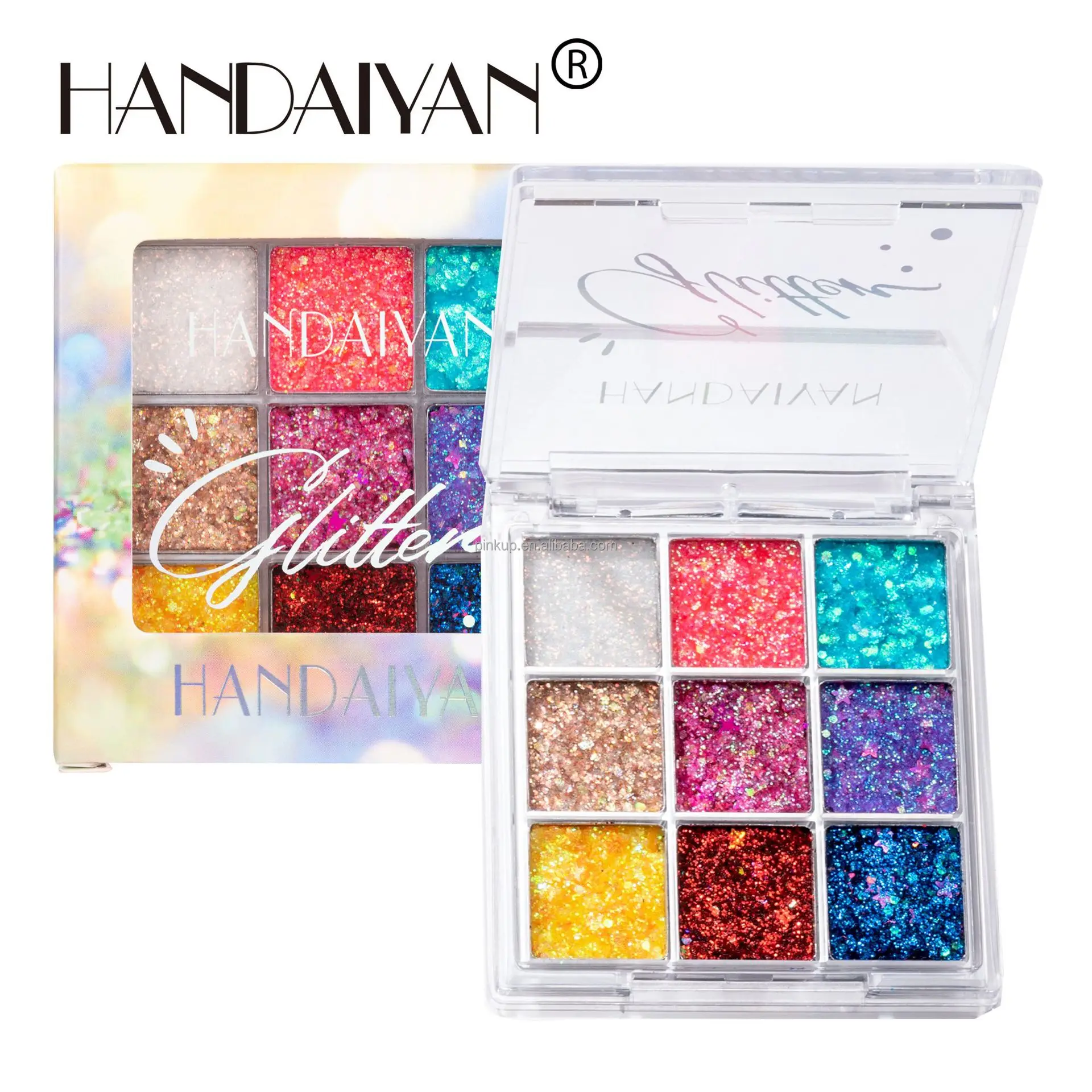 Handaiyan 9 Color Latest Design Shimmer Glitter Eyeshadow Quality Pigment Factory Direct