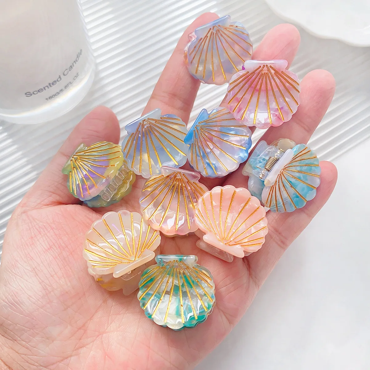 2.5cm women girls kids hair accessories small cute cellulose acetate ocean seashell hair claws clip mini sea shell hair claw