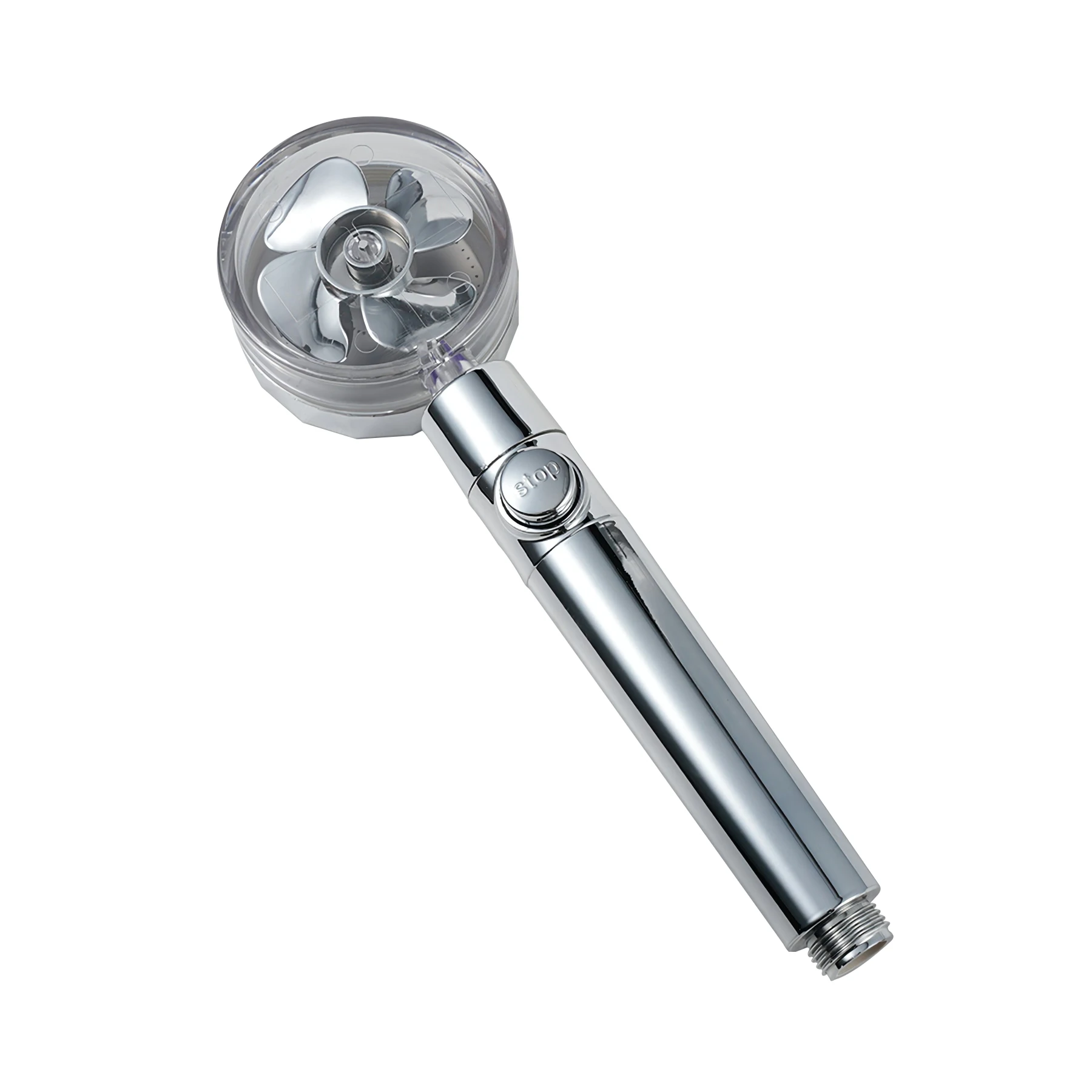 Bathroom Spa Chrome ABS Hand Held 360 Degree Spinning Removable Propeller Driven Shower Head