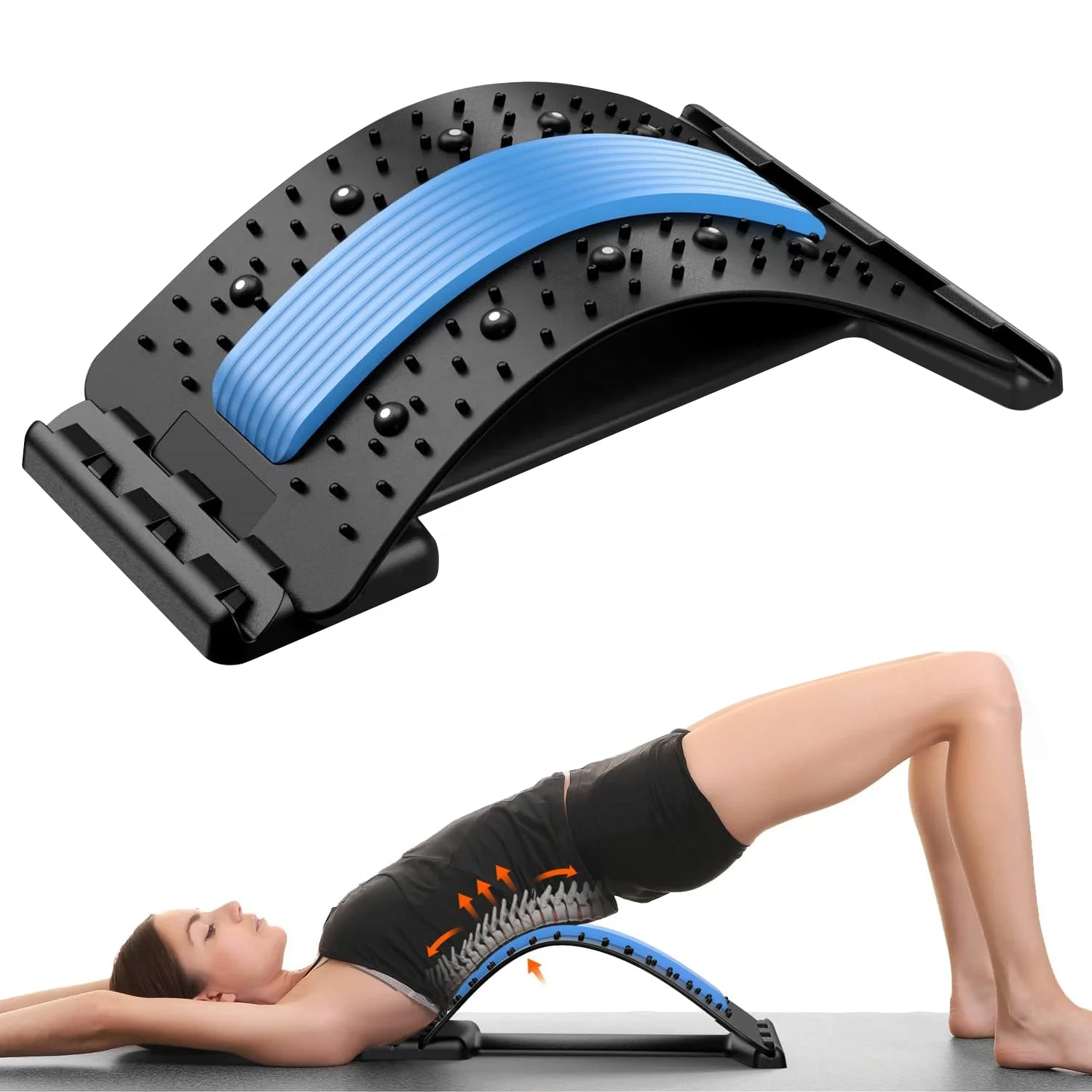 RS Lumbar Back Spinal Cracker Board Durable Back Massager Pain Relief Device 4 LEVEL Adjustable Back Stretcher