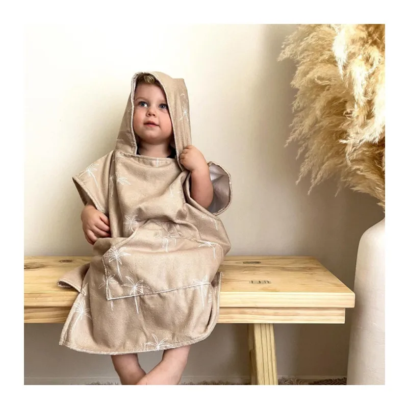 OEM Cartoon Animal Printing Children Surfing Poncho Bath Towel with Hood Super Absorbent Kids Hooded Beach Towel