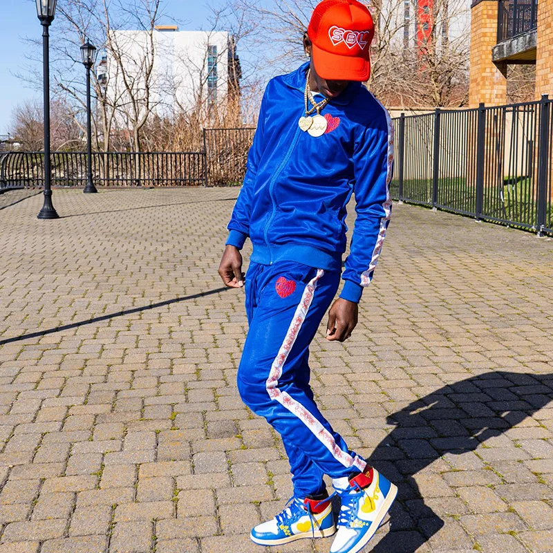 custom logo embroidery sweatsuit zip up sportswear Tech Fleece tracksuit for men