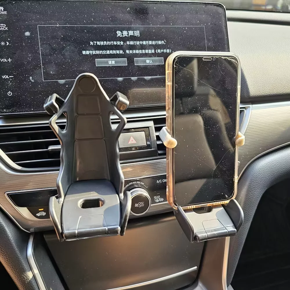 Universal Motors mobile phone stand 360 degrees free rotation for all phone outlet type car racing seat phone stand