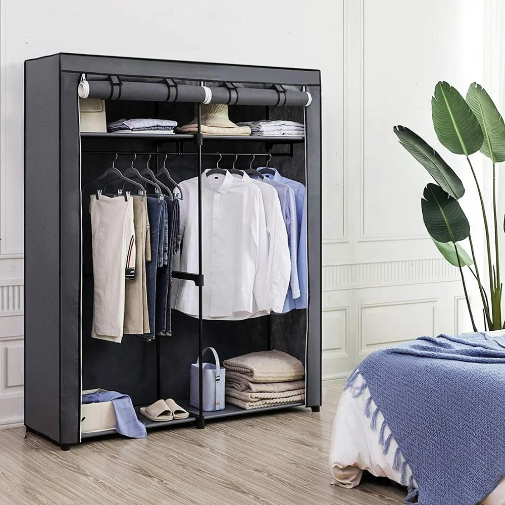 Portable Clothes Closet Wardrobe with Non-Woven Fabric and Hanging Rod Quick and Easy to Assemble