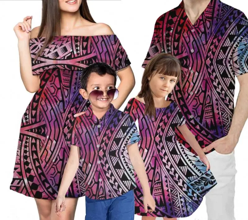 
Summer Matching Outfit For Family Family Matching Hawaiian Outfit Outfits Summer Mom/daughter Club Dress With Shorts Sleeve 