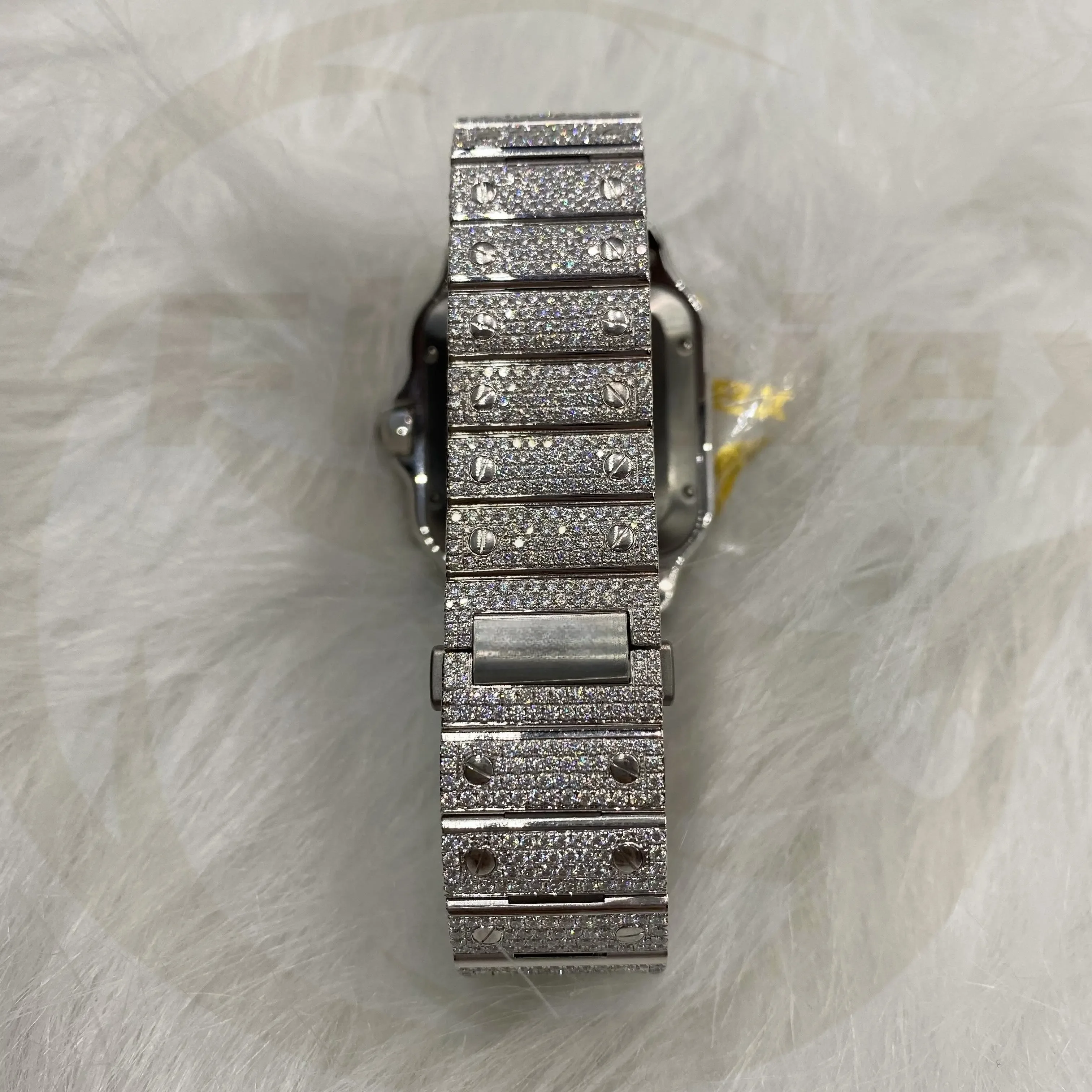 Fully Bust Down Iced Out Moissanite Automatic Watch Custom 41MM Stainless Steel Mechanical Studded Wrist Watch