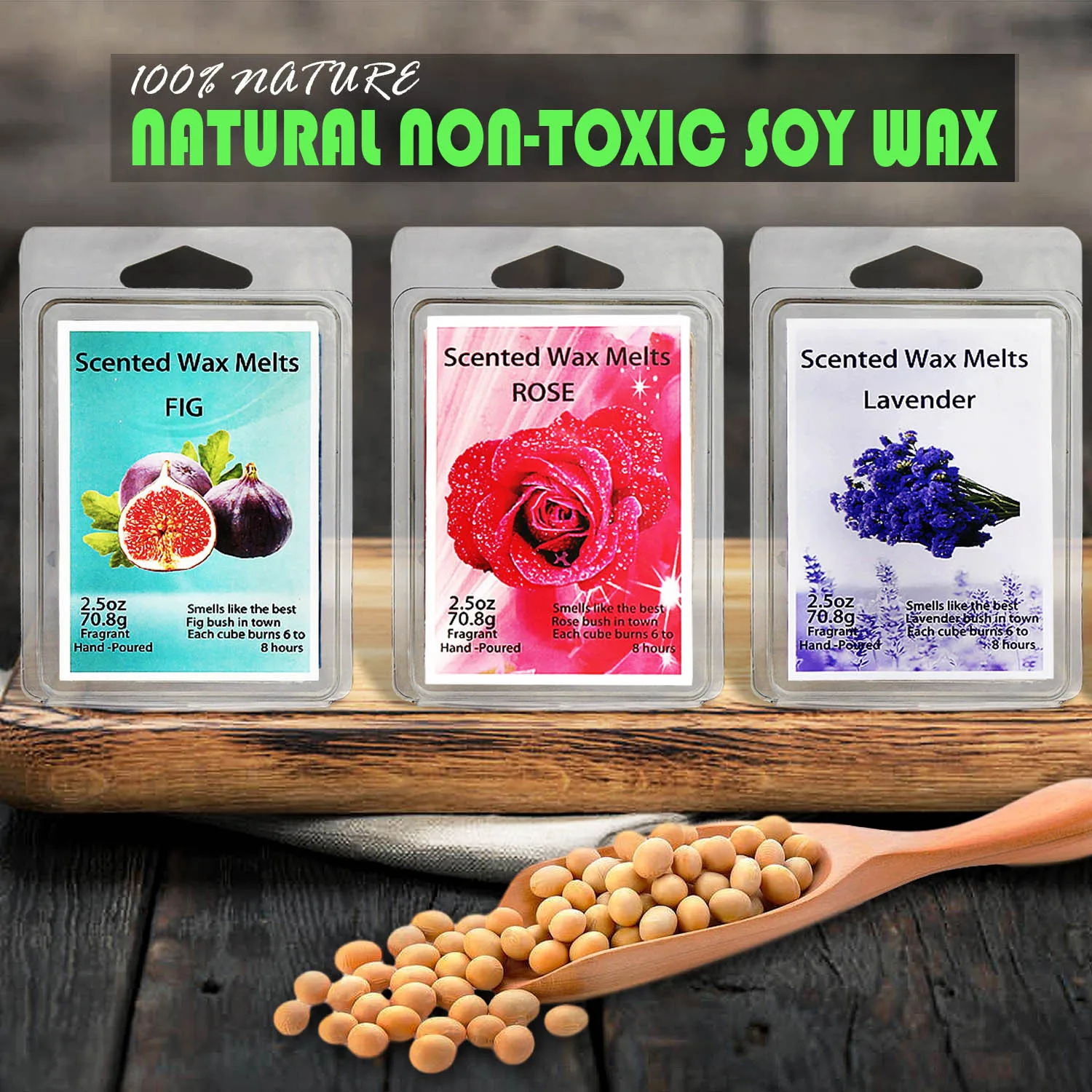 Factory Set of 8 Scented Wax Melts High Quality Natural Soy Wax 2.5 oz Assorted Wax Rose Lavender Warmer Cubes