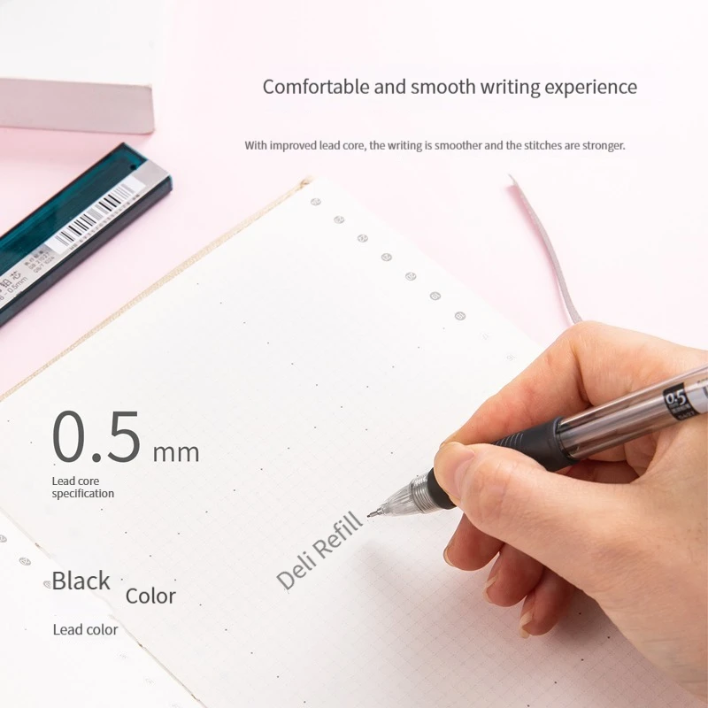 Deli 7003 Lead Core HB/2B Automatic Pencil 0.5/0.7mm Student Stationery Pencil Refill Free Cutting