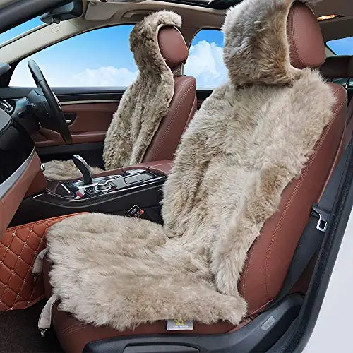 Накидка на переднее сиденье автомобиля Rownfur зимняя длинная меховая накидка из овчины 1