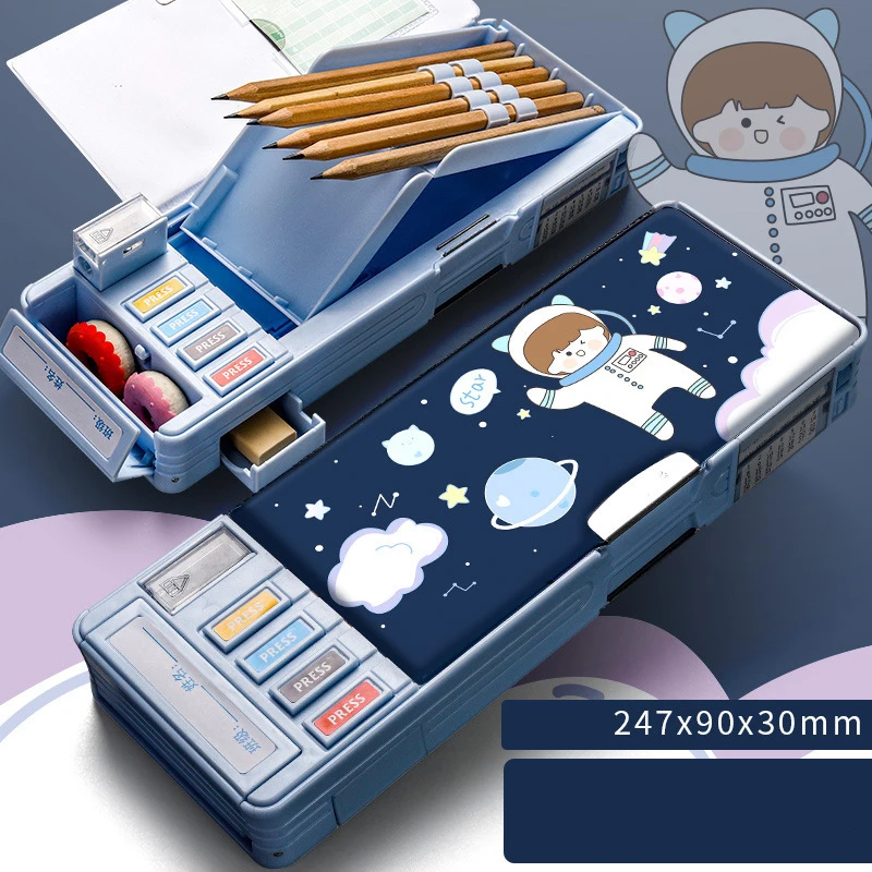 BEYOND Kawaii Plastic Pvc Multifunctional Pencil Box pop Out up Mechanical School Kids case for