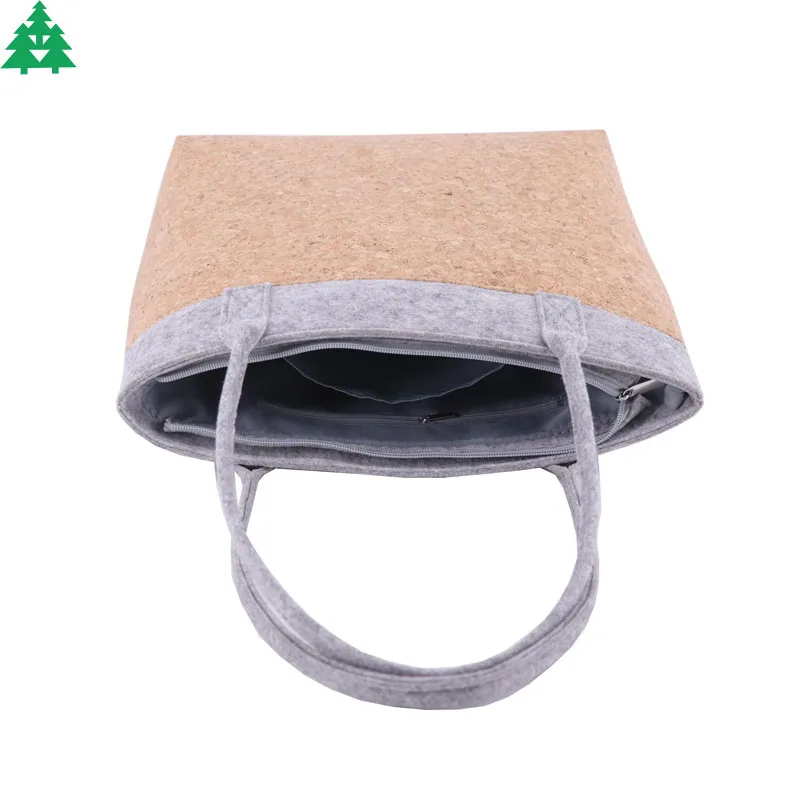 Shopping Bags Lady Women Handbags Popular Felt and Cork Products Handmade Fabric Fashion Customized Logo