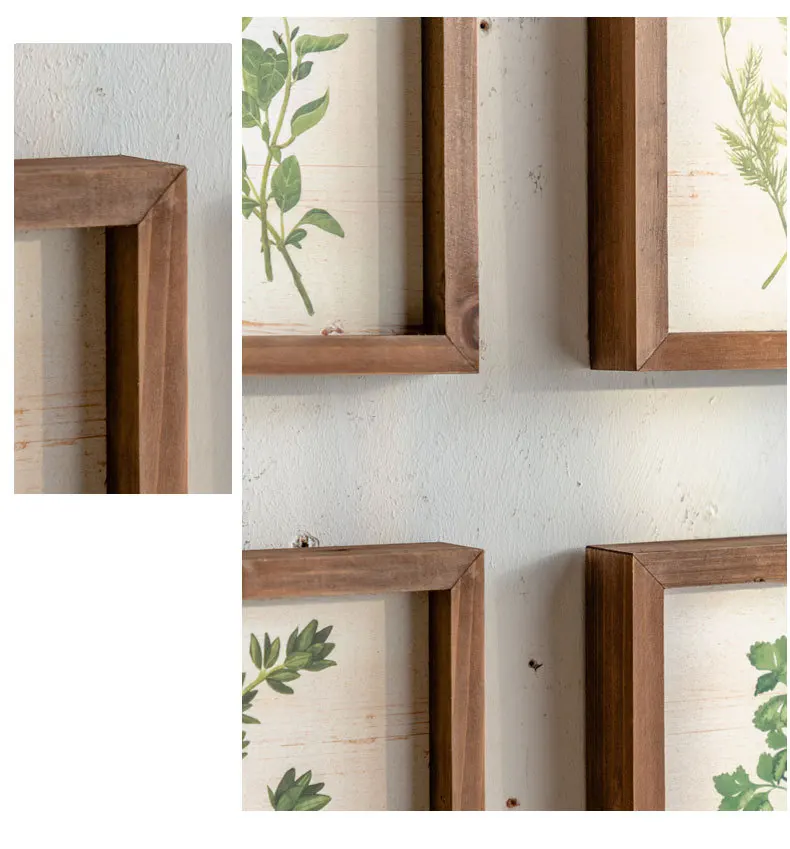 Nordic Petty Bourgeoisie Creative Photo Wall Old Plant Craft Painting Solid Wood Wall Decoration Corridor Background Wall Decor