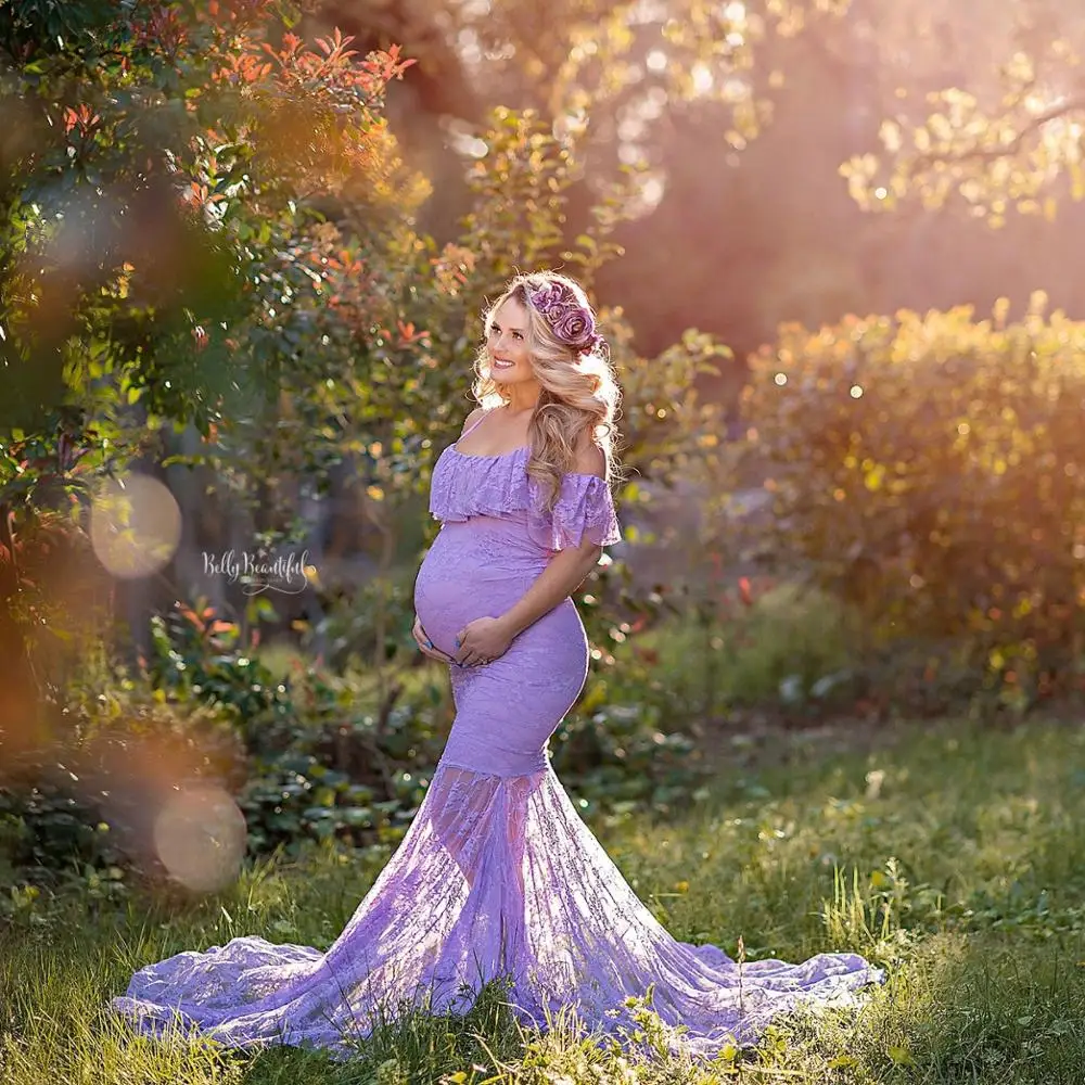 Европейский и американский женский кружевной комбинезон со шлейфом и короткими рукавами, белое платье для беременных, эластичные платья для женщин