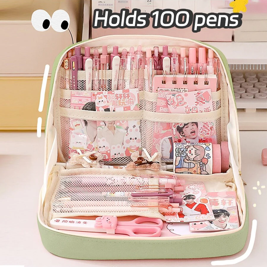 Canvas Large Capacity Pencil Case Storage Bag Appearance Multifunctional Stationery Organizer For Students